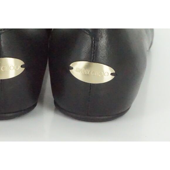 Jimmy Choo Waine Black Leather Gold Stud Cap Toe Ballet Flats Size 35 NIB $565 - Picture 10 of 11